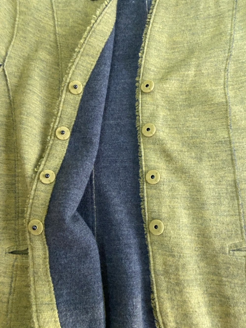 EILEEN FISHER Moss Green Heather Merino Wool Tailored Knit Sweater Blazer M - Picture 7 of 9